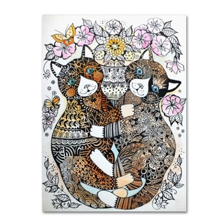 Oxana Ziaka '2 Garden Cats' Canvas Art,18x24